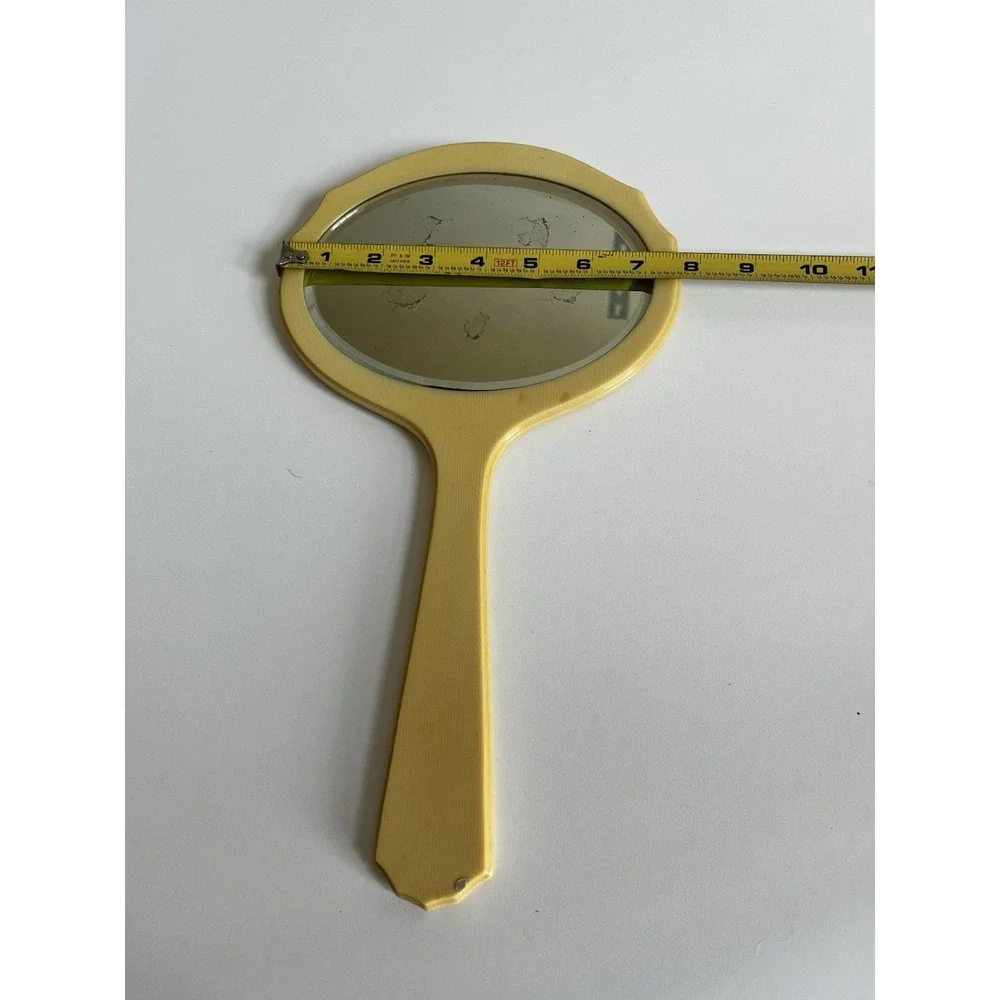 1920s Vintage Ivory Pyralin Dubarry Celluloid Handheld‎ Oval Mirror